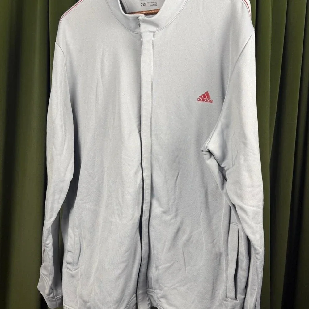 Adidas Golf Mens 2XL White Full Zip Track Jacket Lightweight Sporty Streetwear